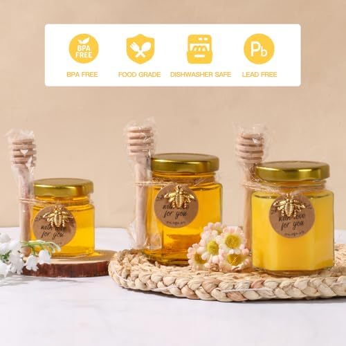 3 oz Mini Glass Honey Jars 48 pcs Honey Jars with Wood Dippers - Image 4