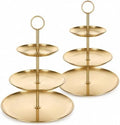 YOUNTHYE 2PCS Gold Cupcake Stand, 3 Tiered Stainless Steel Dessert Stand, Gold Cake Stand Display Trays for Wedding, Birthday, Tea Party, Holiday Dessert Table Decorations by YOUNTHYE