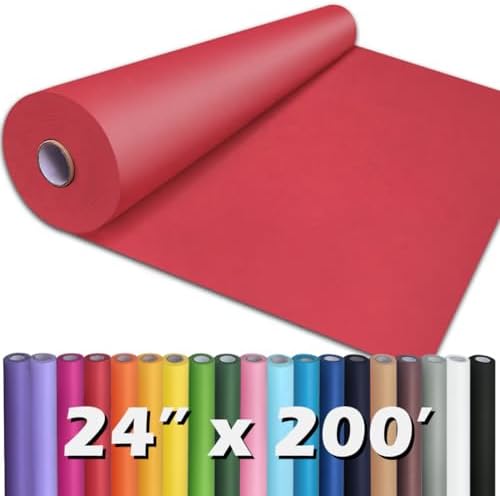 PerkHomy 24" x 2,400" (200') Red Kraft Paper Roll for Craft Bulletin Board Paper Art Table Covering Crafting Gift Wrapping Bouquet Packing Parcel 80GSM 55LB (Red, 24" x 200') by PerkHomy