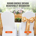 VEVOR Stretch Spandex Chair Sashes Bows, Slipcover and Sash, Elastic Bands, Fitting Wedding, Holiday, Banquet, Party, Celebration Chair Decoration (50 PCS Gold) - Image 4