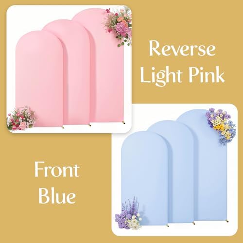 Pink and Blue Arch Backdrop Cover 6FT 5FT 4FT Arch Covers Stretchy Backdrop Set of 3, Gender Reveal Arch Cover Spandex Fitted Fabric Arch Covers for Boy or Girl Party Birthday Baby Shower Decor - Image 7