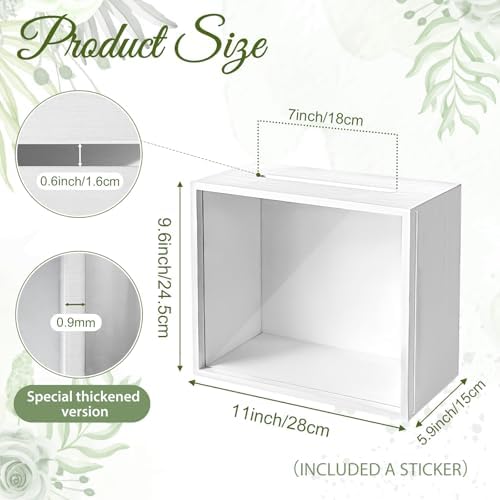 OurWarm White Wooden Wedding Card Box for Reception with Acrylic Window - Image 3