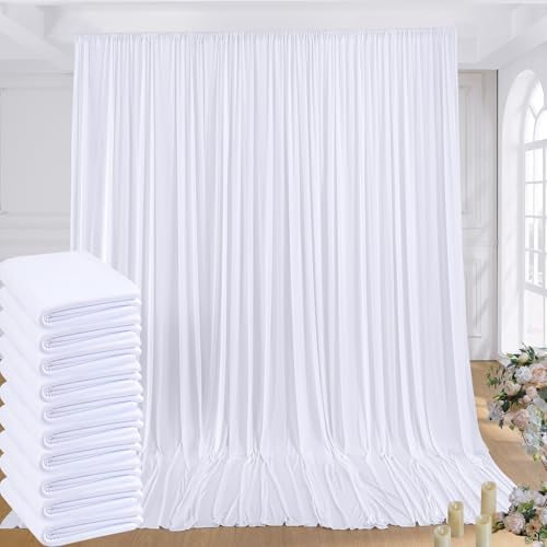 50ftx8ft White Wrinkle Free Backdrop Curtains for Parties, 10 Panels 5×8ft Silky Soft Polyester Wedding Drapes for Backdrop Decor Birthday Party Baby Shower Photo Photography Background Curtain by ENJOYYOURPARTY