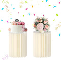 Urban Deco Cylinder Stands for Party, 2PCS 40cm Round Cake Pedestal Stands for Parties, Foldable Cardboard Columns with Acrylic Disc, Cilindros para Fiestas for Birthday Wedding Decoration, White by UrbanDeco