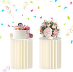 Urban Deco Cylinder Stands for Party, 2PCS 40cm Round Cake Pedestal Stands for Parties, Foldable Cardboard Columns with Acrylic Disc, Cilindros para Fiestas for Birthday Wedding Decoration, White by UrbanDeco