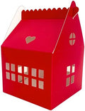 30 Pcs Cottage House Cookie Boxes with Window & Business Card Holder, Red, 4 x 4 x 6 in Bakery Gift Boxes for Treats, Desserts, Party Favors & Realtor Pop By Gifts by Karentology