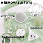 Mallify Washable Tummy Time Mat, Baby Play Gym with 6 Featured Toys, Baby Gym for Infant & Toddler, Larger Baby Play Mat, Deluxe Baby Play Mats for Floor, Sensory and Motor Skill Development, Green - Image 3