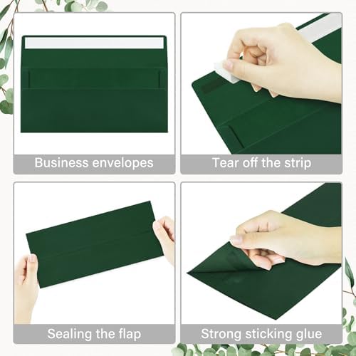 200 Pack #10 Dark Green Envelopes Letter Size Self Seal Business Envelopes - Image 4