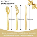 Supernal 180pcs Gold Plastic Silverware Set for Wedding, Party & Catering - Image 3