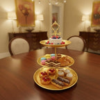8 Pcs Cake Stands Set Metal Dessert Table Display Tiered Cupcake Holder Candy Donut Fruit Plate Cake Serving Tray with Handle Treats Serving Tower for Wedding Birthday Party Decorations (Gold) - Image 6