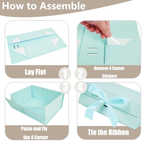 Aimyoo 5 Pack Light Blue Gift Box with Ribbon, 11.5x8.6x4.1 inch Groomsman Proposal Box for Presents with Magnetic Closure Lids, Rectangle Collapsible Luxury Box for Wedding, Christmas, Birthday - Image 3