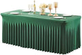 1 Pack Green Table Clothes for 4 Foot Rectangle Tables, Wrinkle Resistant Stretch Spandex Table Covers Fitted Tablecloth with Skirt for Easter Event Banquet Wedding Birthday Party by PartyTalk