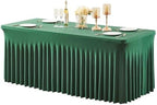1 Pack Green Table Clothes for 8 Foot Rectangle Tables, Wrinkle Resistant Stretch Spandex Table Covers Fitted Tablecloth with Skirt for Easter Event Banquet Wedding Birthday Party by PartyTalk