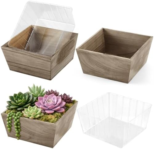 Dandat 2 Set 8 Inch Wooden Flower Box Rustic Table Centerpieces,Brown by Dandat