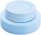 FLOWERCAT 60PCS Light Blue Heavy Duty Plastic Disposable Party Plates Set – 30pcs 10.25″ Dinner & 30pcs 7.5″ Dessert Plates – Durable Blue Tableware for Easter Parties, Wedding, BBQ & Baby Shower by FLOWERCAT