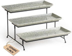 LAUCHUH 3 Tier Serving Trays for Party, Porcelain Dessert Party Display Set by LAUCHUH