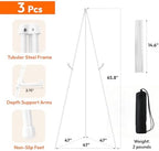 JEAWIWI 3 Pcs Lightweight Easel Stand, 66 Inch, White, with Portable Bags - Image 2