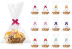 Jetec 12 Pcs Empty Gift Baskets Woven with Bows and Clear Bags,Beige by Jetec