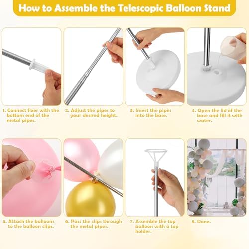 6.5FT Wedding Arch Backdrop Stand Metal Backdrop Stand with 2 Pcs Adjustable Balloon Arch Stand Gold Wedding Arch Frame for Birthday Party Graduation Baby Shower Ceremony Outdoor Indoor Supplies Décor - Image 6