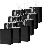 qiqee 100Pcs Gift Bag with Handles Bulk Black Paper Bags Multiple Uses (8.3"x6"x3.15", Small Size) - Image 2