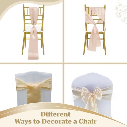 MDS® Pack of 100 Satin Chair Sashes for Wedding & Events – Cream - Image 4