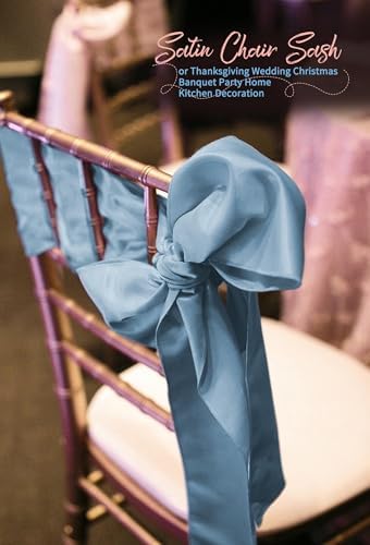 60 PCS Dusty Blue Satin Chair Sashes, 7 x 108 Inch - Image 4