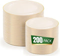 bUCLA 200PCS Ivory Plastic Plates with Gold Rim - Heavy Duty Cream Disposable Include 100 Dinner 10 inch & 100 Dessert 7 inch Plates, Ideal for Party & Wedding by BUCLA