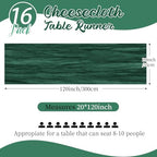 16 Pack Emerald Green Cheesecloth Table Runners 20x120 Inch Gauze Table Runner Cheese Cloth 10FT Green Table Runner Rustic Sheer Runner for Wedding Baby Shower Birthday Party Table Decor - Image 2