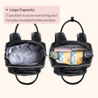 BabbleRoo Leather Diaper Bag Backpack - Baby Essentials Travel Baby Bag, Multi function, with Changing Pad, Stroller Straps & Pacifier Case – Unisex, Black - Image 4
