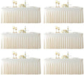 6 Pack 8ft Ivory Spandex Table Cloths for Rectangle Tables Wrinkle Free Ivory Rectangle Tablecloths, Stretch Fitted Table Cover with Skirt for Wedding Birthday Party Banquet Baby Shower Buffet Event by Suppromo
