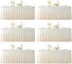 6 Pack 8ft Ivory Spandex Table Cloths for Rectangle Tables Wrinkle Free Ivory Rectangle Tablecloths, Stretch Fitted Table Cover with Skirt for Wedding Birthday Party Banquet Baby Shower Buffet Event by Suppromo