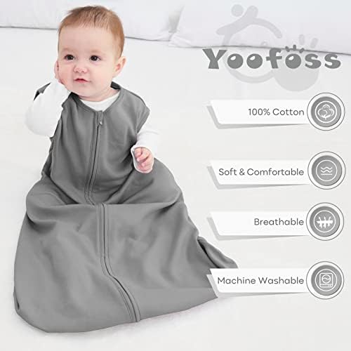 Yoofoss Baby Sleep Sack 6-12 Month 0.5TOG 100% Organic Cotton 2-Way Zipper - Image 3