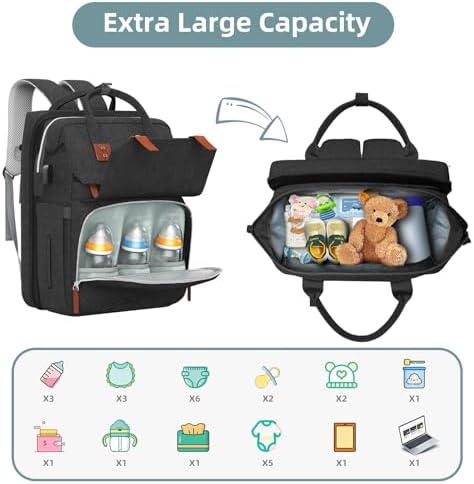 ISMGN Diaper Bag Backpack with Changing Station, Baby Bags for Boys, Black - Image 2