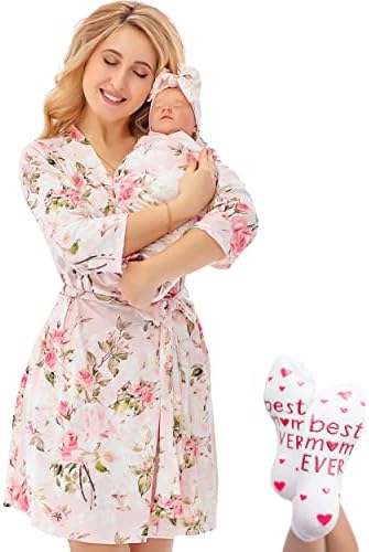 Mommy and Me Robe and Swaddle Set | Maternity Robe Matching Baby Girl, Boy by ECOBABYMadeWithLove