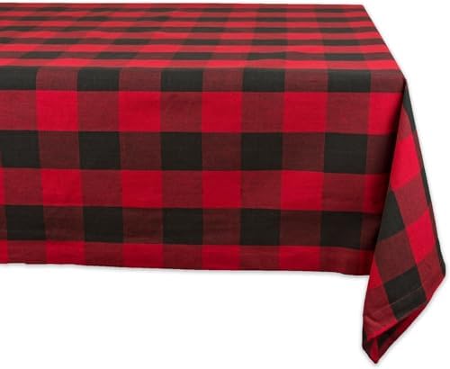DII Buffalo Check Collection, Classic Farmhouse Tablecloth, 60 x 120, Red & Black by DII