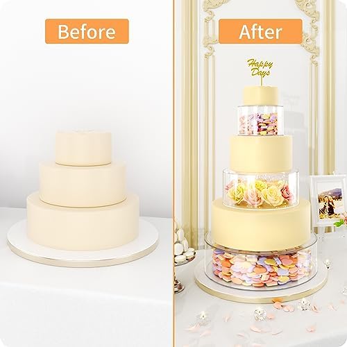 NPPLUS 3 Pcs Round Acrylic Cake Stand with Lid, Clear Fillable Cake Tier - Image 7