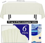 [6 Pack] Cream White Paper Tablecloth Disposable for Rectangle Tables, 54 X 108 Inch Party Table Cover with Plastic Backing, Waterproof 3 Ply Table Cloth for Wedding Buffet Indoor Outdoor - Image 3