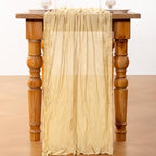 DeZerlor Champagne Cheesecloth Table Runners 4 Pack Summer Boho Runners - Image 5