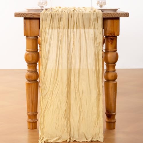 DeZerlor Champagne Cheesecloth Table Runners 10 Pack Summer Boho Runners - Image 5