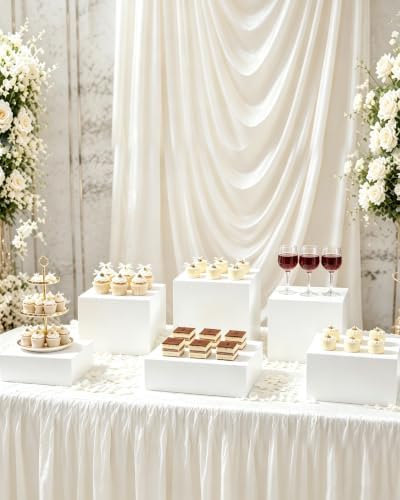 Buffet Risers, 3 Pcs White Square Acrylic Stands for Party & Events - Image 2