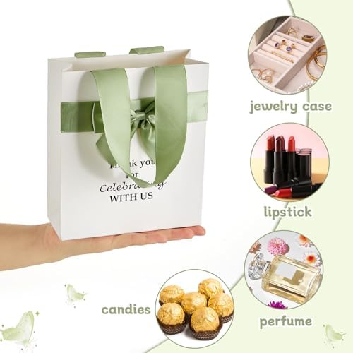 party greeting 50Pcs Wedding Gift Bags for Bridal Shower Bulk with Bow - Image 4