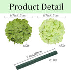 100 Pcs Faux Green Mix Hydrangea Artificial Flowers Bulk, Fake Silk Hydrangea Flowers Heads with Stems for Wedding Decorations Garden Party Baby Shower Porch Home Decor Table Centerpieces - Image 3