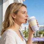 50 Pack 16oz Vintage Purple Floral Disposable Coffee Cups with Lids & Sleeves – Premium Paper for Mother's Day, Wedding, Birthday, Brunch, Cafés,Party Supplies - Image 4