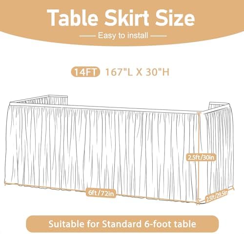 Hot Pink Tulle Table Skirt 14FT Desk Skirt for Classroom Dorm Teacher Desk Back to School Desk Curtain Skirt Ruffle Tutu Shimmer Table Skirting for Birthday Baby Shower Party Cake Dessert Table Decor - Image 5