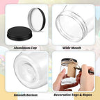 Nitial 50 Pack 5 oz Plastic Jars with Lids Gift, Black, Aluminum Lid - Image 3