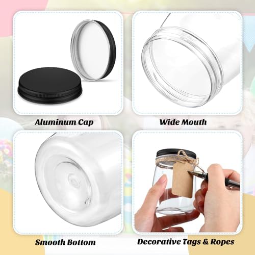Nitial 50 Pack 5 oz Plastic Jars with Lids Gift, Black, Aluminum Lid - Image 3