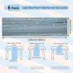 Set Of 6 Pearl Table Runner 10ft, 29 X 120 Inch Light Blue Tulle Table Cover, Pearl Sheer Table Runner For Wedding Party Baby Shower Birthday Home Decor - Image 2