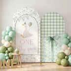 Remagr 2 Pcs One Silly Goose Baby Shower Gingham Arch Backdrop Covers - Image 6