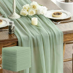 Sheer Chiffon Table Runner 35x120 Inches, Green 12 Pack by LINNUO+HOURSE
