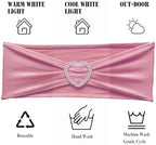 Dusty Pink Chair Sashes 60 Pack Spandex Pink Chair Sashes with Heart Buckle Slider for Wedding Banquet Party Decorations - Image 4